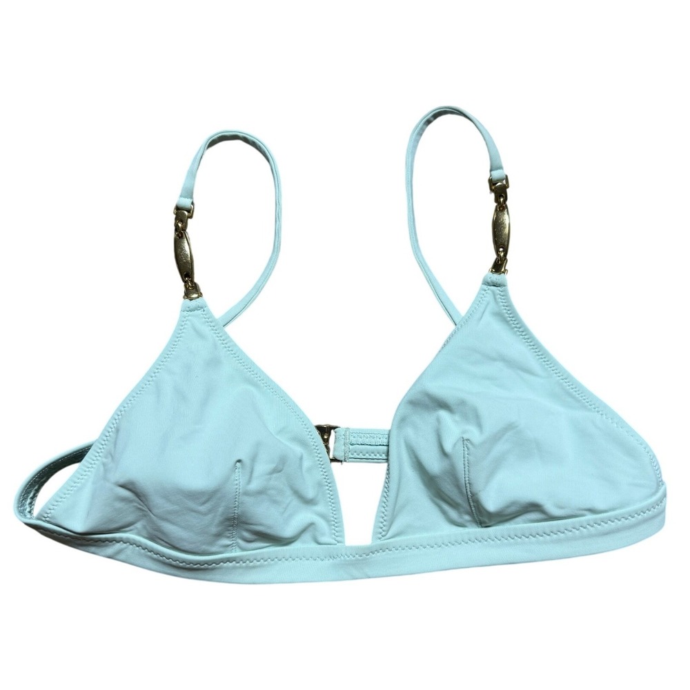 Melissa Odabash Bikini Top Womens 6 Light Aqua Gold Hardware Swim